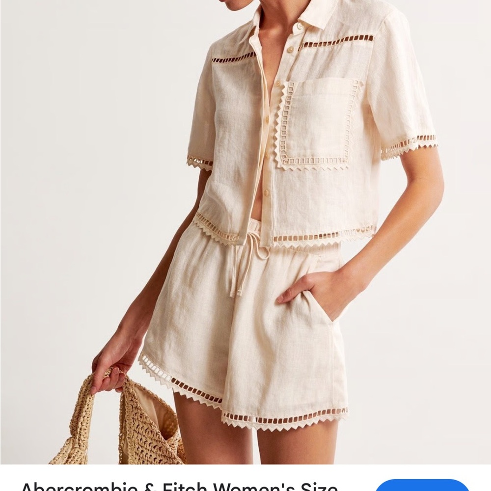 Abercrombie & Fitch Cream Set with Lace Accents